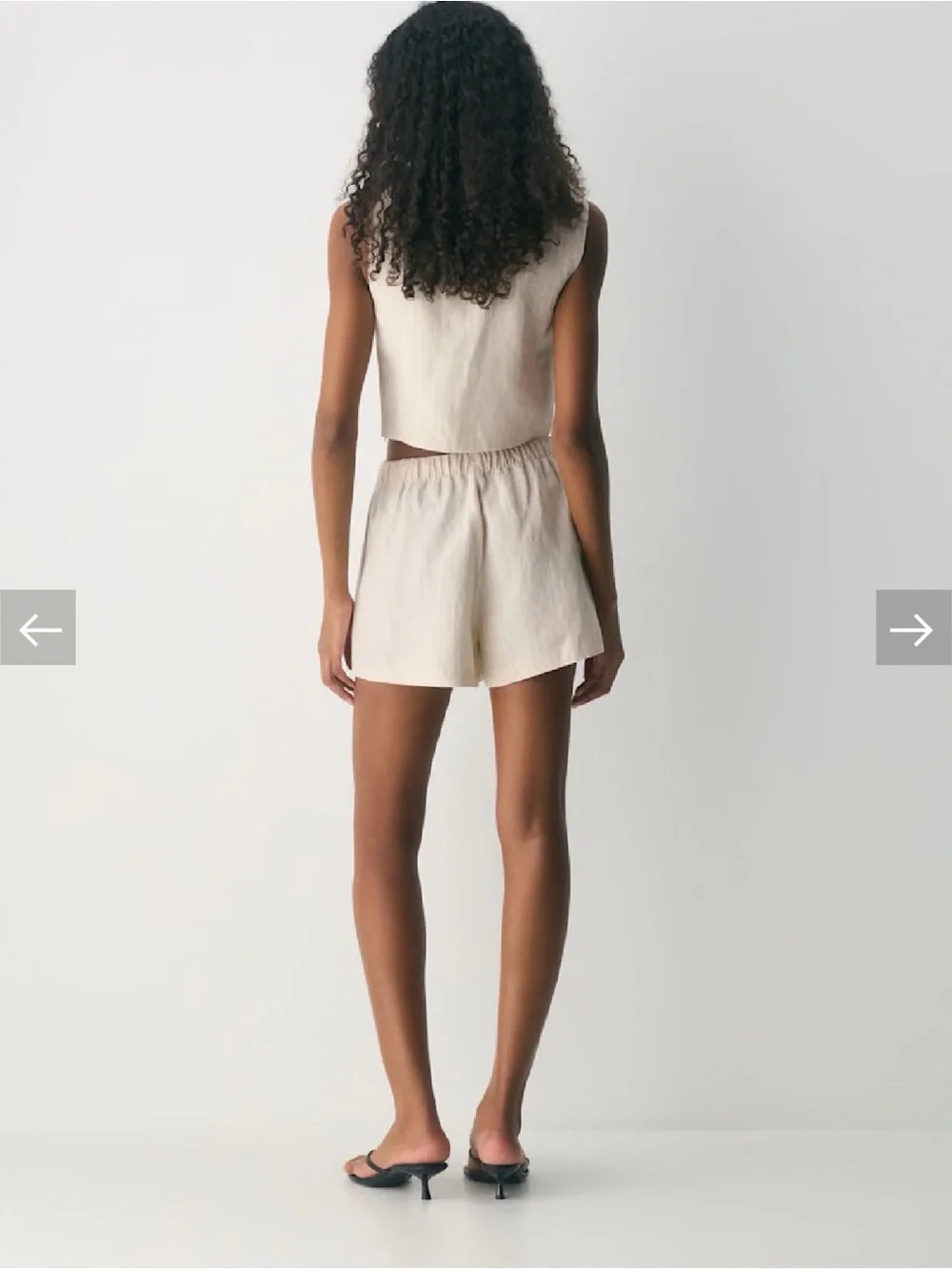 Aritzia Cream Pinstripe High-Waist Linen Drawstring Shorts Size S - Picture 8 of 8